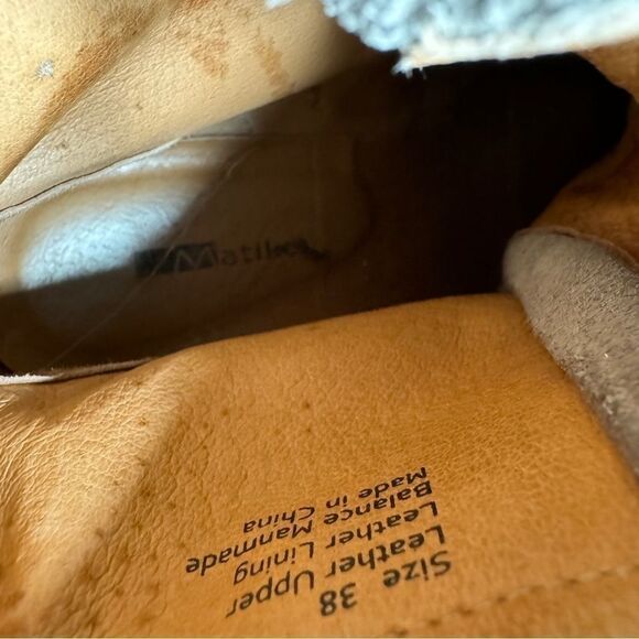 Anthropologie Matiko taupe suede leather tie wedge boots size 38 - Picture 9 of 11